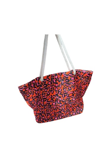 Monte Lui 1011 Plaj Çantası Pembe Leopar Desenli Çok Renkli