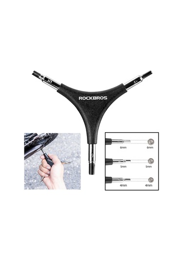 Homyl 3 Yollu 4/5/6mm Bisiklet Altıgen Anahtar Paslanmaz Çelik Siyah