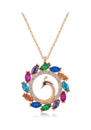 Gümüş Tavus Kuşu Kadın Kolye (502404413)