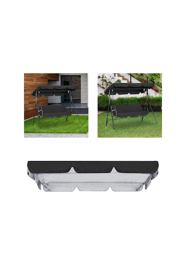 Suntek Salıncak Gölgelik Yedek Kapak Üst Veranda Hamak Siyah