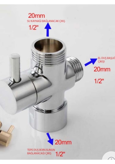 HMS Pirinç Robotik Duş Seti Yönlendirici 1/2-1/2-1/2 REKORLU Krom