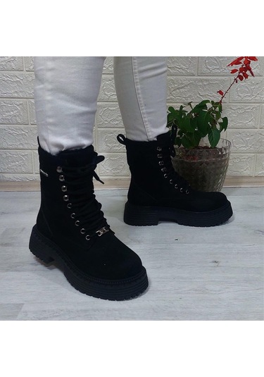 Pierre Cardin 52418 Siyah Süet İçi Kürklü Kaymaz Bayan Bot 001