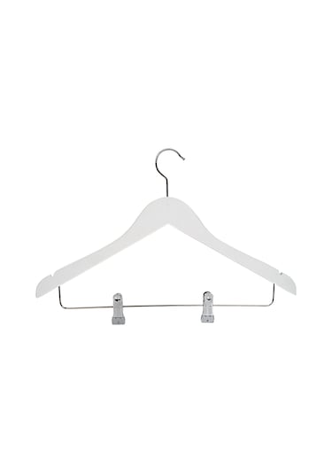 Nyn Ahşap Askı Şık Mandallı Gömlek Etek Askısı Beyaz Renk 4 Adet