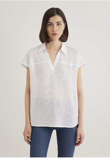 Mavi - Kısa Kollu Beyaz Bluz 1210801-620 Beyaz