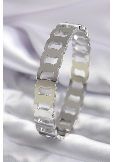 316l Çelik Gümüş Renk Geçme Halka Model Kadın Kelepçe