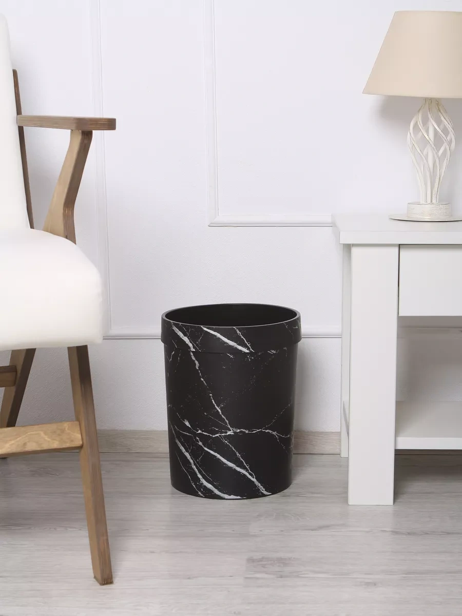 Wallard Mermer Görünümlü Çöp Kutusu 14l 229382551 Siyah