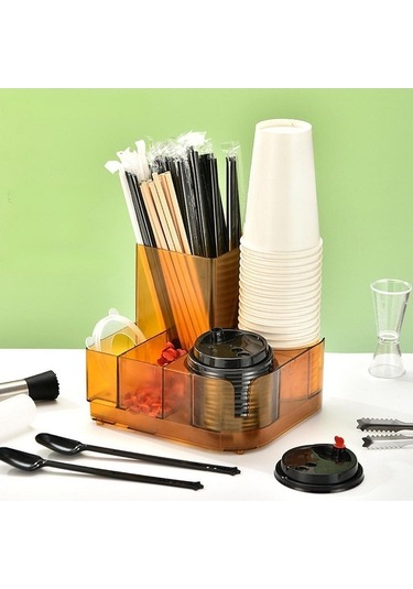 Pazly Suntek Kahve Barı Çeşni Rafı Çay Poşetleri Ve Süt Dükkanı Turuncu Turuncu