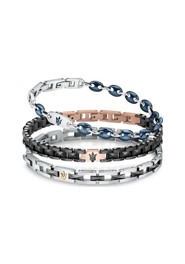 Maserati Jm422atz16 Erkek Bileklik Gümüş - Siyah