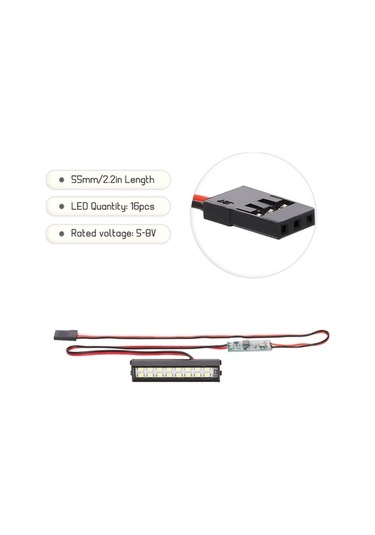 Flybuy 55mm 16 Led Metal Far Barı - 3 Işık Modu - Traxxas, Tamiya, Axial Uyumlu Rc Araba Işık Çubuğu