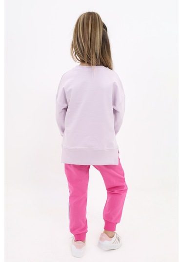Toontoy Kız Çocuk Nakışlı Eşofman Takım Açık Lila