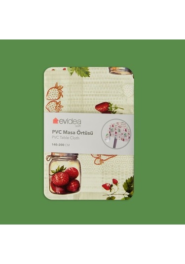 Evidea Soft Çilek Pvc Masa Örtüsü - Bej - 140x200 Cm Bej