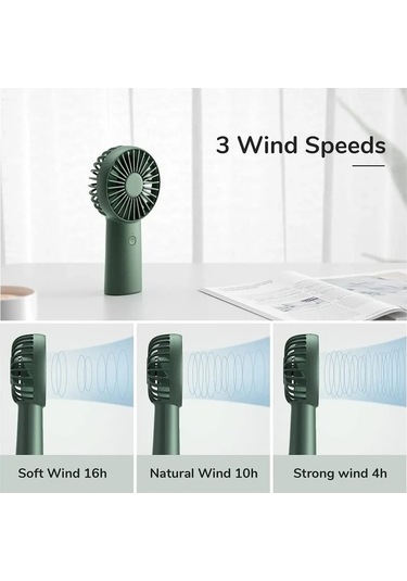 Ebitda Taşınabilir 4000mah El Fanı - Yeşil, 16 Saat Soğutma, Mini Usb Şarjlı