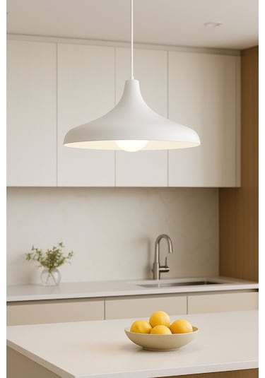 Aura Metal Tekli Beyaz Sarkıt Avize Retro Rustik Model Avize