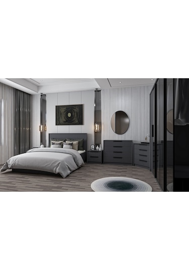 Kale Luxe Yatak Odası Takımı - Antrasit Set 2