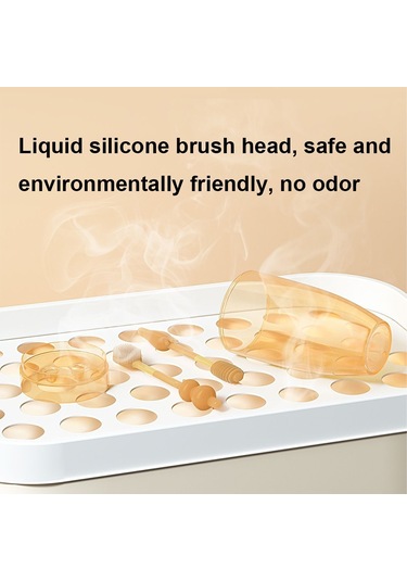 Sones Gıda Sınıfı Silikon Bebek Süt Diş Fırçası + Dil Fırçası Çocuk Ağız Temizleme Fırçası, Renk: Bej