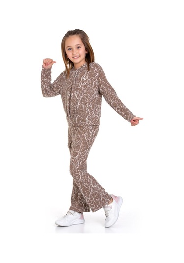 Kız Çocuk 2'li Triko Takım Pantolon+kazak 12124 Kahverengi