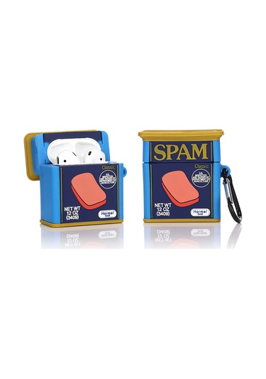 Bipower Airpods 1-2 Uyumlu Kılıf Spam Konserve Mavi