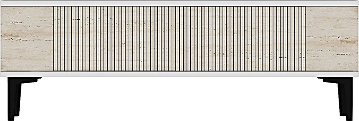 Tsa1203bt - Corsatv120 Tv Stand, Tv Sehpası Beyaz-traverten Kapak 120cm Beyaz