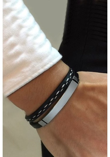 Chavin Ipc Kaplama Deri Çelik Erkek Bileklik Ed08by