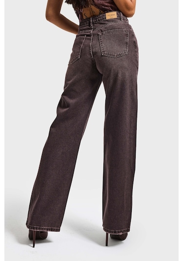 Itsbasic Kadın Koyu Kahve Doris 2s6-16 Straight Fit Yüksek Bel %100 Koton Denim Jean