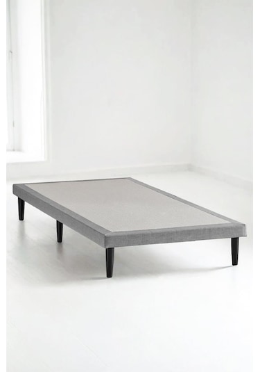 Niron Slim Karyola - 90x190 Tek Kişilik Baza - Metal İskeletli, Yüksek Ayaklı Ve Keten Kumaşlı