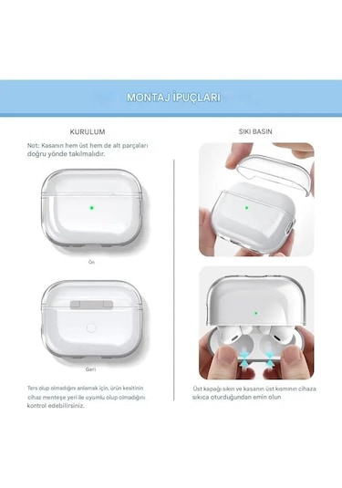 Airpods Pro 3 2025 Uyumlu Mat Silikon Kılıf 1 Kalite +kanca Şeffaf