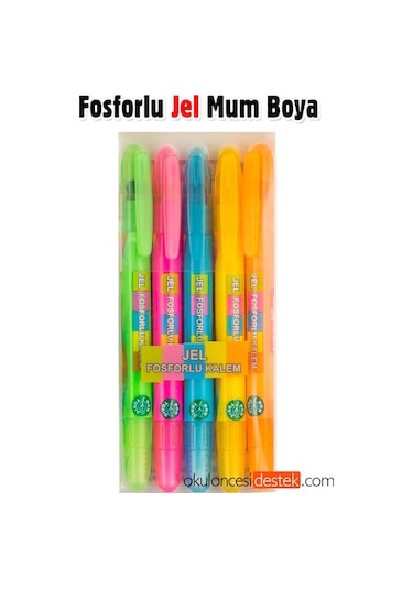 Çevirmeli Jel Mum Boya Fosforlu 5 Canlı Renk Bigpoint