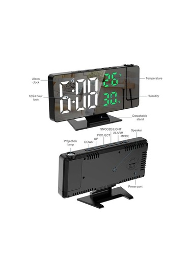 Ganzhoushop Zilinn Zaman Tavan Sıcaklık Saati Saati Saati Saat Renki Projektör Projeksiyon Led Işık İle İçin Harf-33 Göstergesi Ev Erteleme Dijital Çok Çalar Beyaz Arka Wq Çok Renki