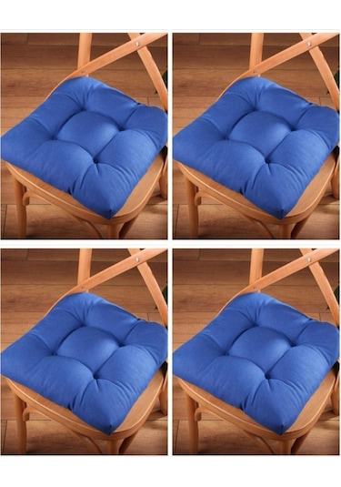 Altınpamuk Altınpamuk 4'Lü Lüx Pofidik Lacivert Sandalye Minderi Özel Dikişl