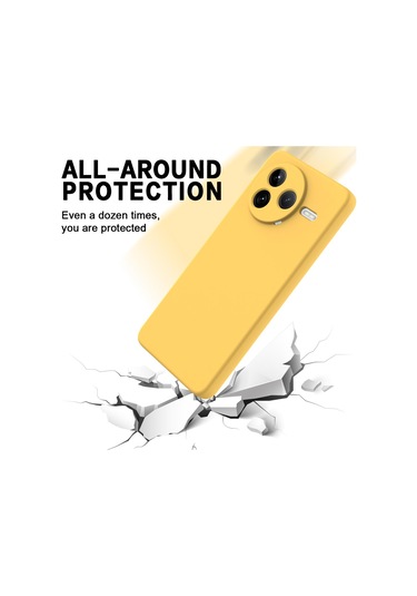 Xiaomi Poco F7 Pro İçin Düz Renk Sıvı Silikon Damlamaz Tam Kapsama Telefon Kılıfı Sarı
