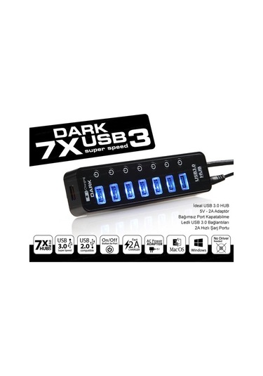 Dark Dk-Ac-Usb371 7+1 Hızlı Şarj Adaptörlü (524448212)