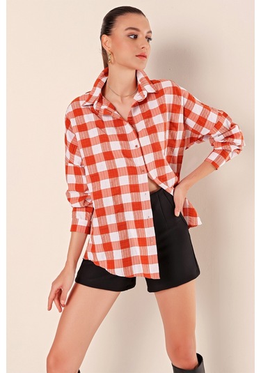 Bigdart 3900 Oversize Uzun Basic Gömlek - Taba 001