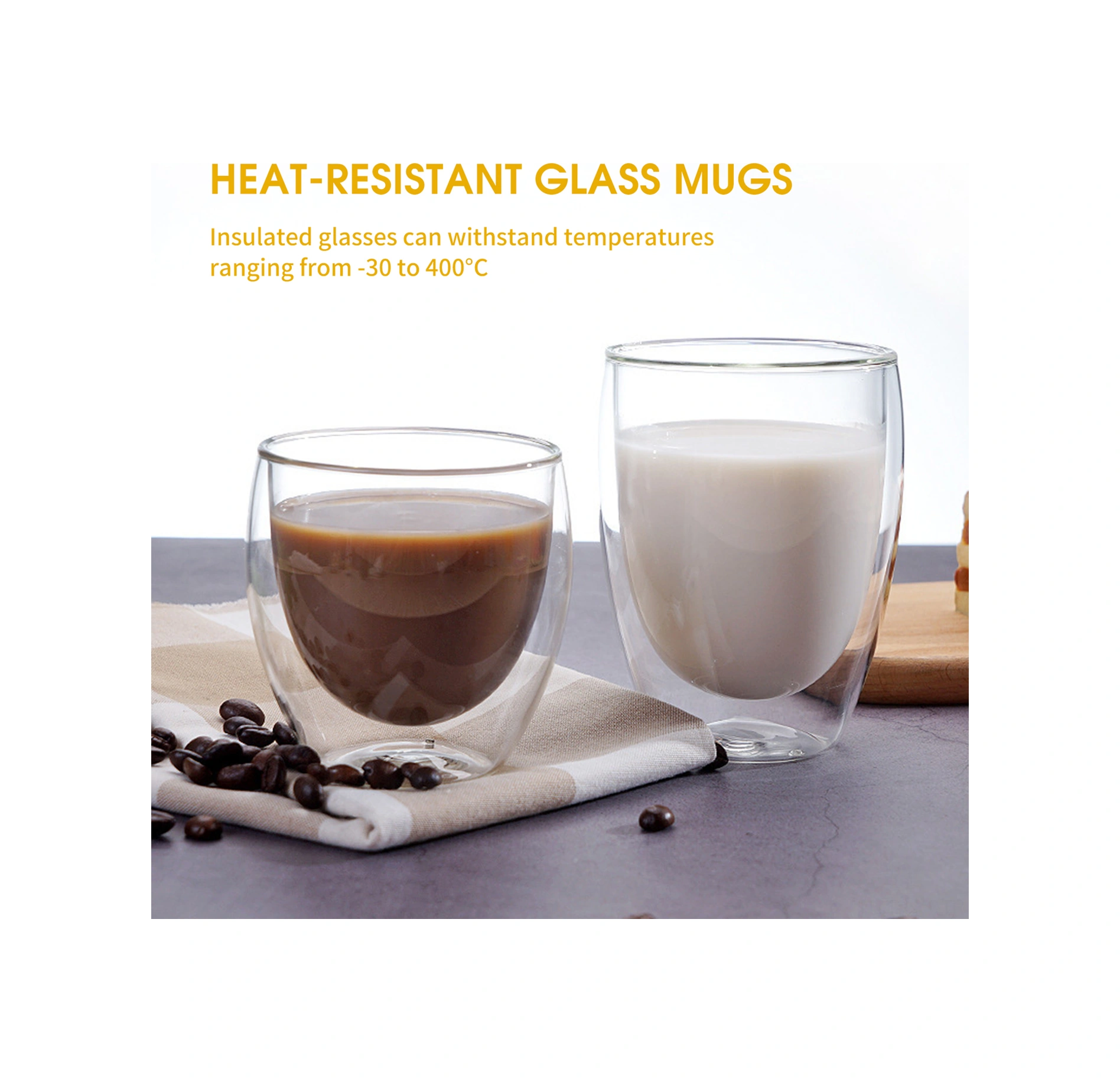 Youtek 450ml Borosilikat Cam, Isıya Dayanıklı Çift Duvarlı, Soğuk Ve Sıcak İçecekler İçin Şeffaf Bardak Çok Renkli