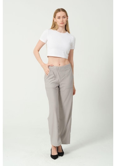 Rich Kadın Yüksek Bel Bol Paça Pantalon Çok Renkli