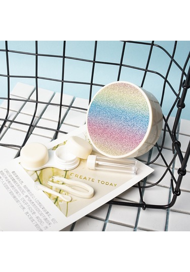 Vkemall Renkli Aynalı Lens Kutusu - Seyahat İçin Pratik Lens Aksesuar Seti