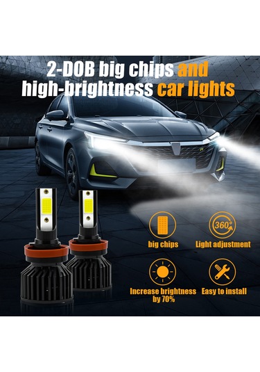 Geeksen H11 Arayüzlü 6000k Soğuk Beyaz Led Araç Farı Seti - 8000lm Parlaklık, Ip67 Su Geçirmez, Fanlı Soğutma, Plug & Play
