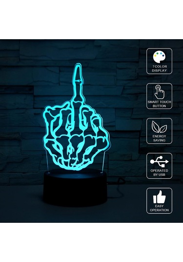 3d İllüzyon Gece Lambası Masa Lambası, 7 Renk Otomatik Kademeli Aydınlatma