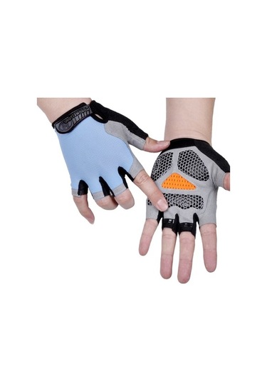 Happychildhood Spor Yarı Parmaklı Eldivenler Erkekler Ve Kadınlar Açık Havada Bisiklet Sürmek Mavi