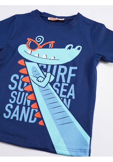 Denokids Surfer Croco Erkek Çocuk Şort Takım Çok Renkli