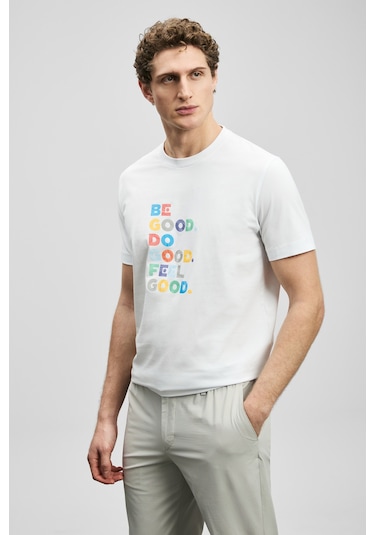 Lufian Good Modern Grafik T- Shirt Kırık Beyaz Kırık Beyaz 111020290100510