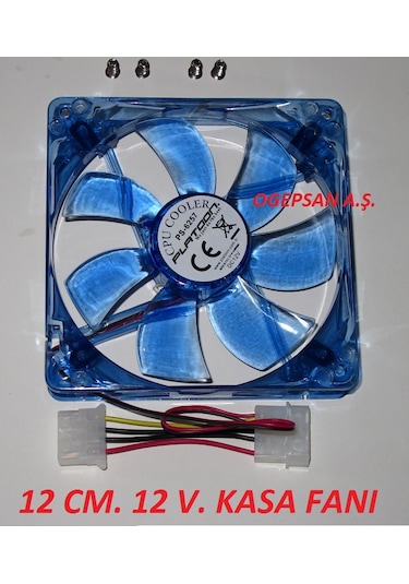 12Cm Kasa Fanı 12 V MAVİ Renk Ledli Fan