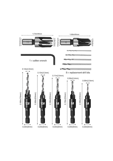 Havşa Matkap Ucu Seti, Ahşap İşleme İçin Ayarlanabilir Havşa Aletleri, Tezgah Lavabo Deliklerinde Pah Kırma