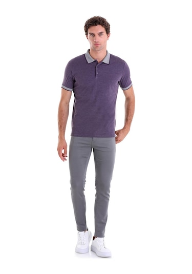 Hatemoğlu Mürdüm Regular Fit Düz Pamuklu Polo Yaka Tişört Mürdüm