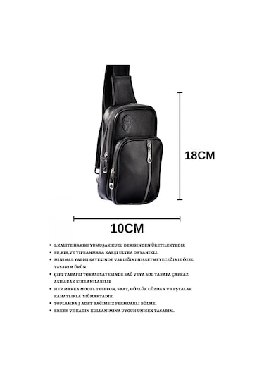 Unisex Hakiki Deri Usb Çıkışlı Mini Çapraz Çanta Siyah
