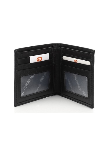Gönderir Siyah Hakiki Deri Yatay Cüzdan Siyah