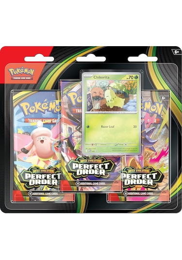 Pokemon Orjinal Lisanslı Tcg Mega Evolution Perfect Order 3 Paket Blister Chikorita Promo 31 Kart
