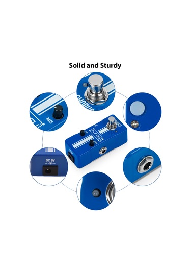 Ruicoo Gitar Harmonik Pedalı Scuru Vs704 - Gerçek Bypass, Alüminyum Kasa, 6.35mm Giriş/çıkış, Mavi Renk