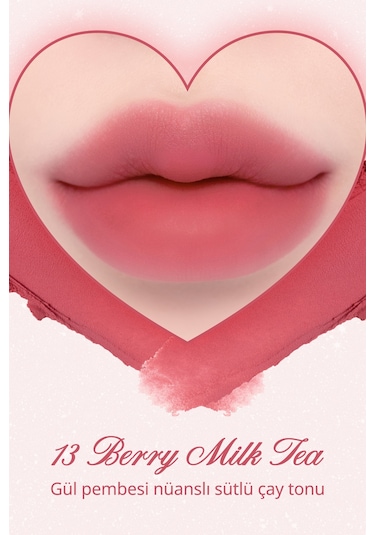 Dasique Kalp Tasarımlı Yoğun Pigmentli Köpük Yapılı Kadife Bitiş Sunan Ruj Souffle Color Pot 13 Berry Milk Tea 13 Berry Milk Tea