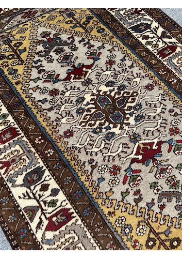 El Dokuma Sıfır Yahyalı Halısı 120x190 Kahve Krem Kök Boya Halı Kahverengi - Krem