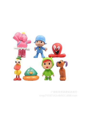 Tongxida Pocoyo 7 Figür Seti: Baykuş, Köpek, Fil - Ev Dekorasyonu, Pasta Süsü, Koleksiyon